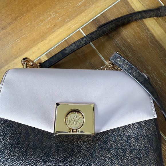Michael Kors Lita Small Two-Tone Logo and Leather Crossbody Bag - Picture 12 of 13